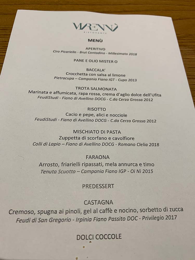 menu The Fiano