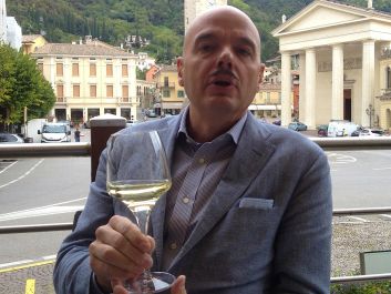 Gianluca Bisol on the main square of Valdobbiadene                                                                (Robert Camuto)