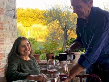 Winemaking was an afterthought when Claudia Rizza and Ev Thomas bought their property in Umbria so that the artist could more easily travel in and out of Rome. Now it is the center of their life.                                                                (Robert Camuto)