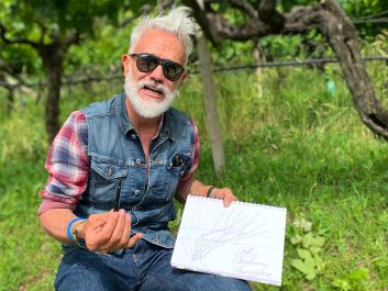 A sketchpad is as indispensable to Marco Simonit's work as pruning shears, as he uses drawings to understand how vines should grow.                                                                (Robert Camuto)