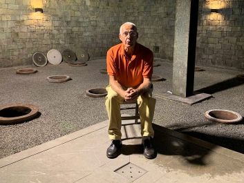 Josko Gravner's wines are fermented in clay amphorae, or qvevri, buried in his cellar floor.                                                                (Robert Camuto)