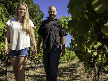 Megan and Ryan Glaab of Ryme Cellars are among the California winemakers inspired by Steve Matthiasson to work with white Italian grape varieties, such as Ribolla Gialla and Vermentino, in areas better known for Cabernet, Chardonnay and Pinot Noir.                                                                (Courtesy of Ryme Cellars)