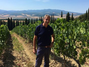Consultant Carlo Ferrini in his own Giodo vineyard: “This is my dream.”                                                                 (Robert Camuto)