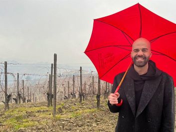 At 28, Piedmont native Alessandro Salvano is shaking up the local wine scene. His Drink Wine, Not Labels brand aims to compete with Barolo even though his Nebbiolo comes from just outside the appellation.                                                                (Robert Camuto)