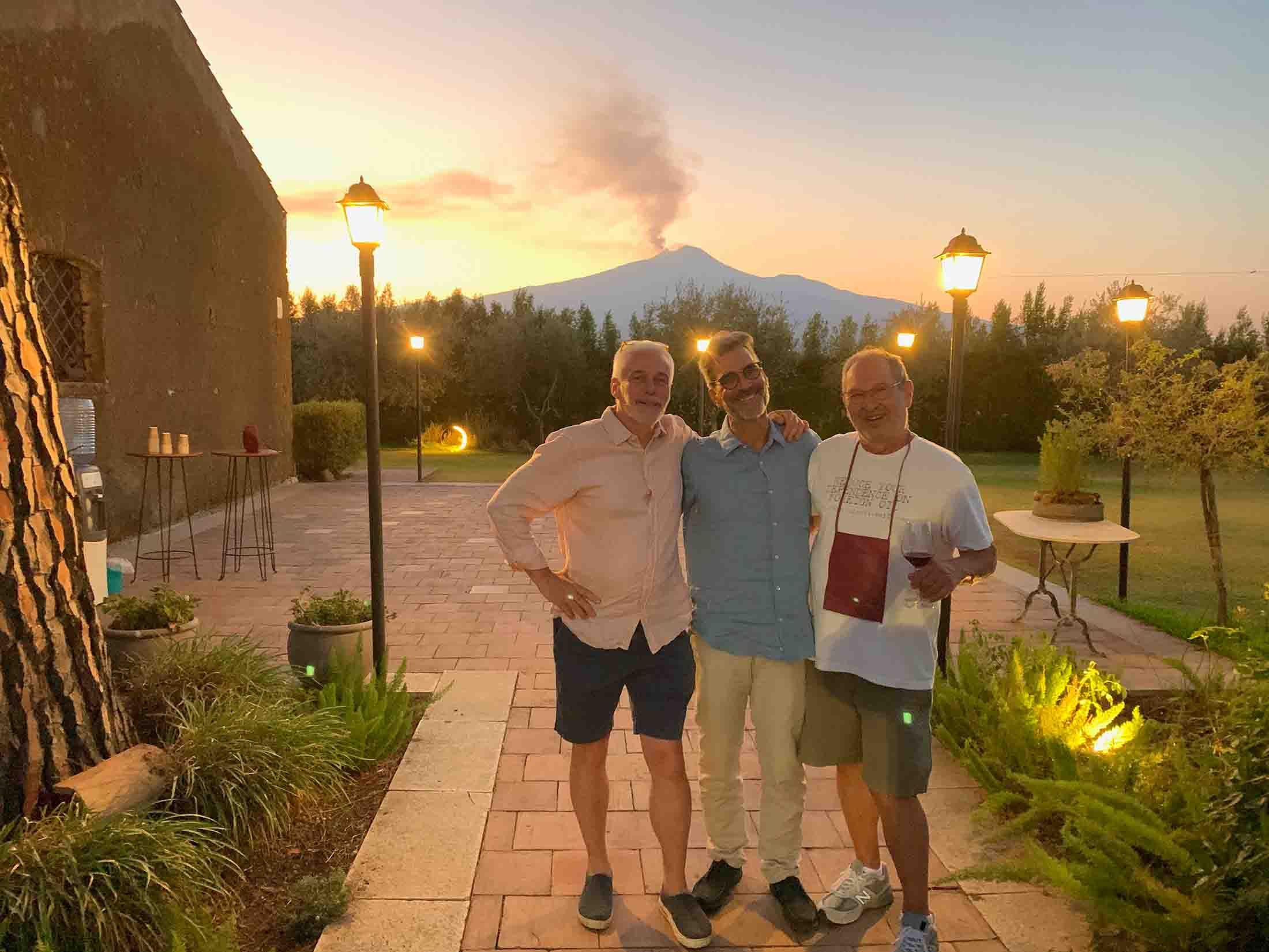 Brandon Tokash with Robert Camuto and Etna winemaker Frank Cornelissen